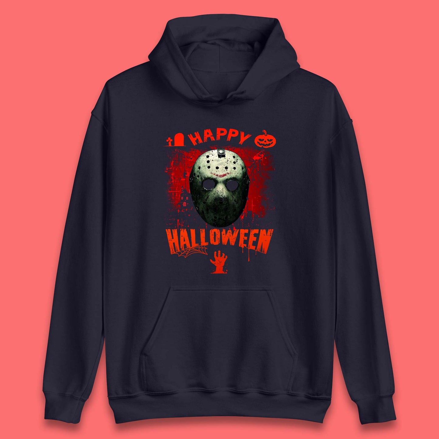 Happy Halloween Jason Voorhees Face Mask Halloween Friday The 13th Horror Movie Unisex Hoodie