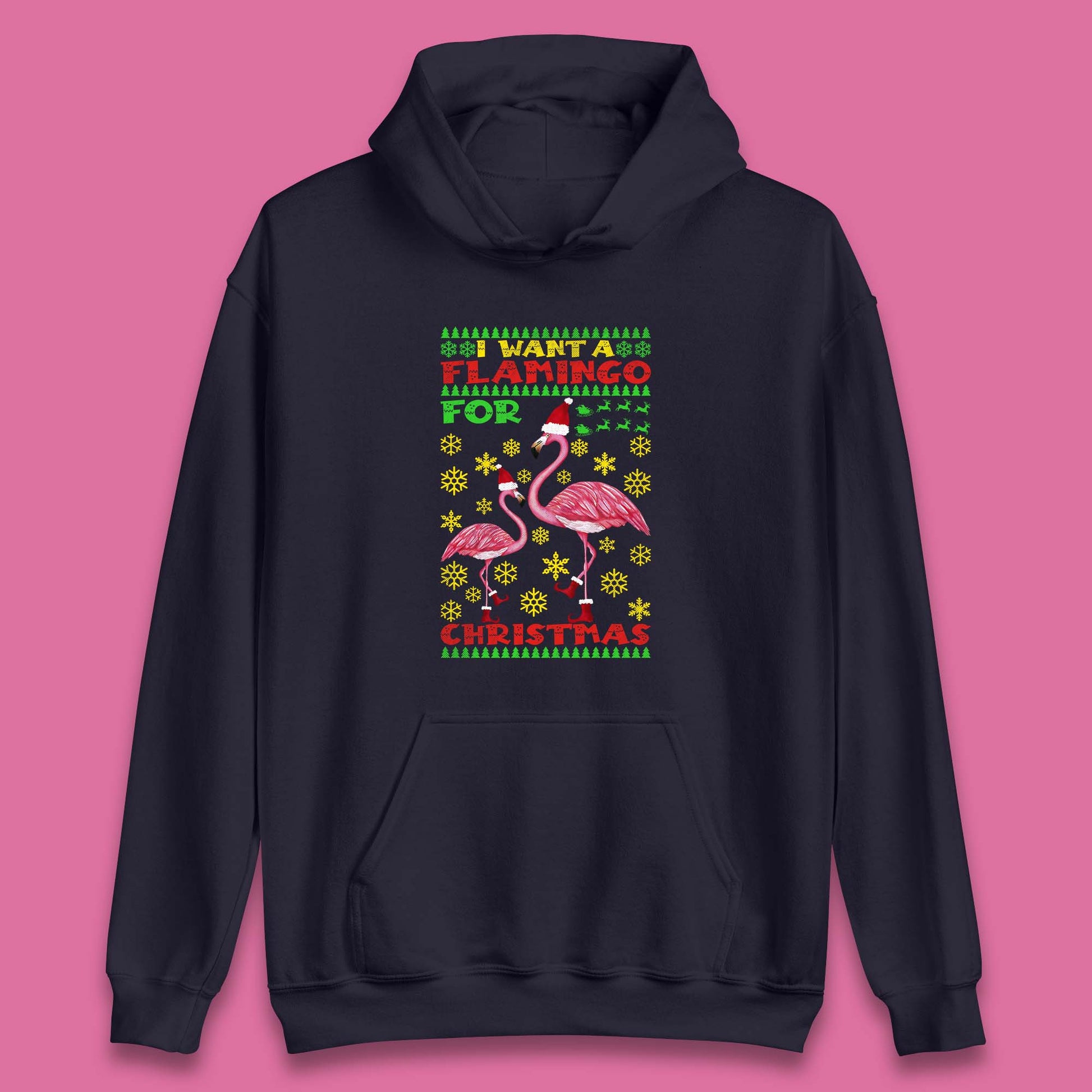 flamingo christmas hoodie