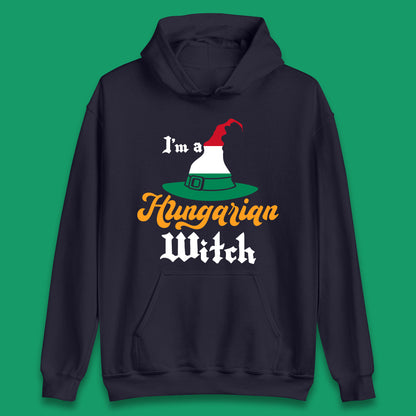 I'm A Hungarian Witch Halloween Witch Hat Hungarian Flag Unisex Hoodie