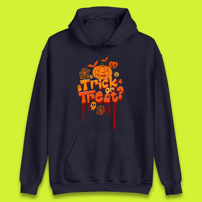 Trick Or Treat Halloween Pumpkin Blood Dripping Horror Scary Spooky Season Unisex Hoodie