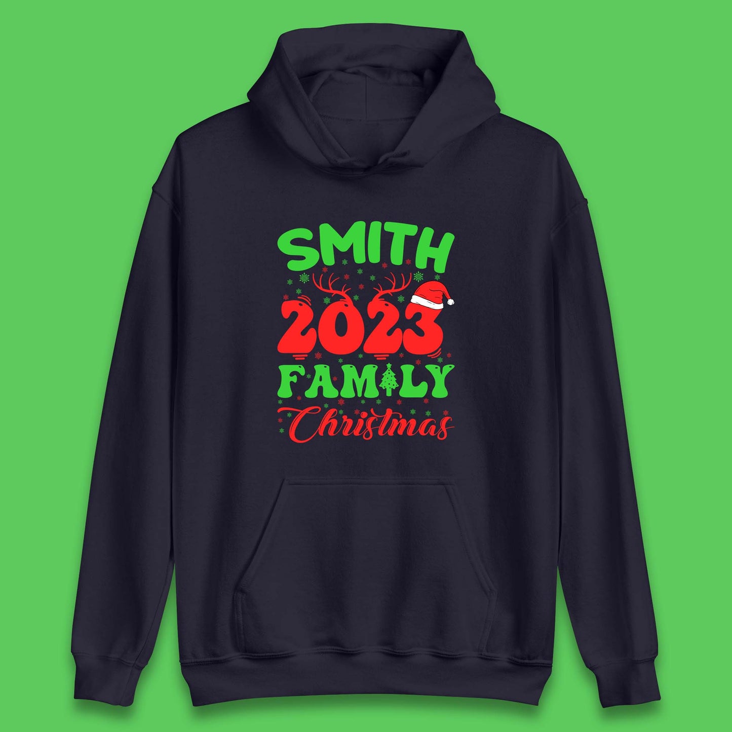 Personalised 2023 Family Christmas Your Name Xmas Matching Family Costume Unisex Hoodie