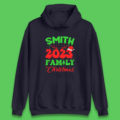 Personalised 2023 Family Christmas Your Name Xmas Matching Family Costume Unisex Hoodie