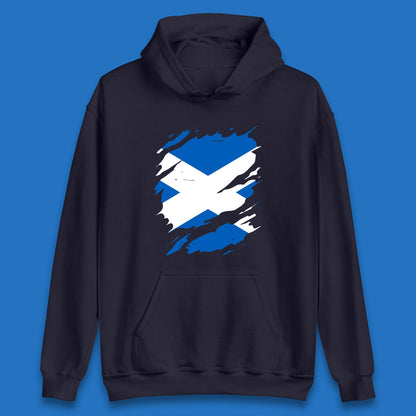 Scotland Flag Unisex Hoodie with Torn Effect
