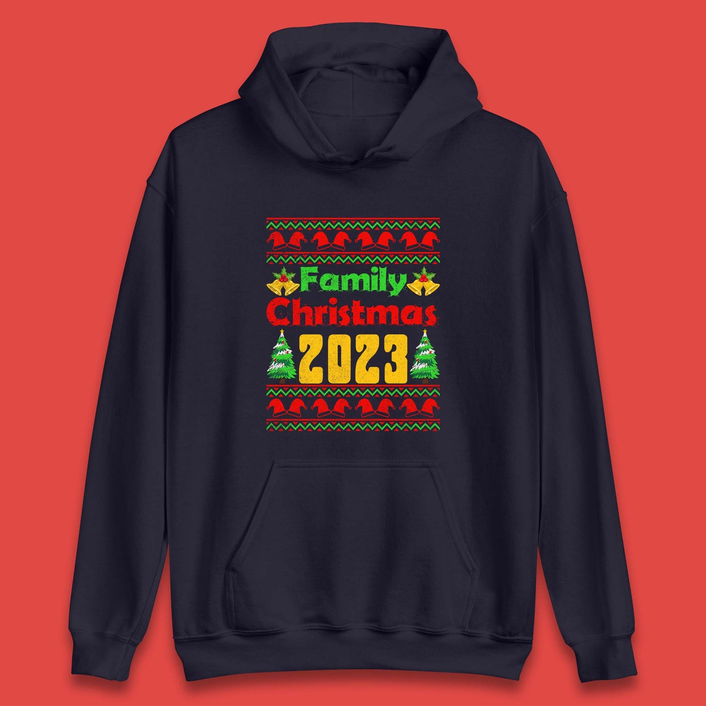 Family Christmas 2023 Holiday Winter Festive Christmas Trees Xmas Season Unisex Hoodie