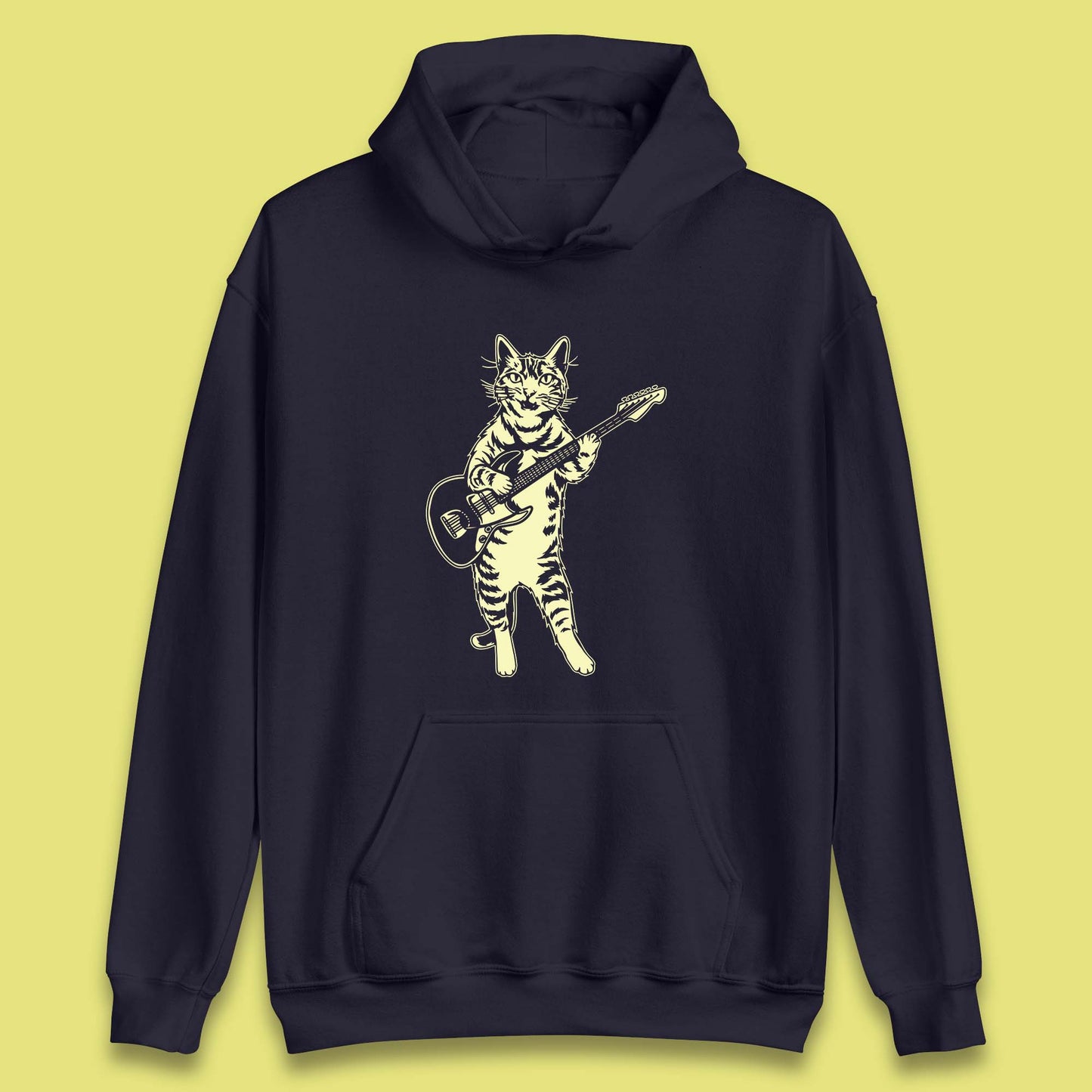 Rock Cat Playing Guitar Musician Guitarist Cat Music Lovers Unisex Hoodie