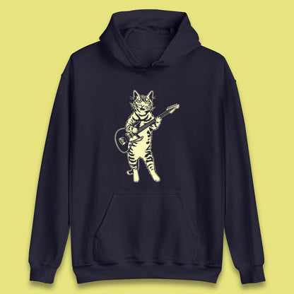 Rock Cat Playing Guitar Musician Guitarist Cat Music Lovers Unisex Hoodie
