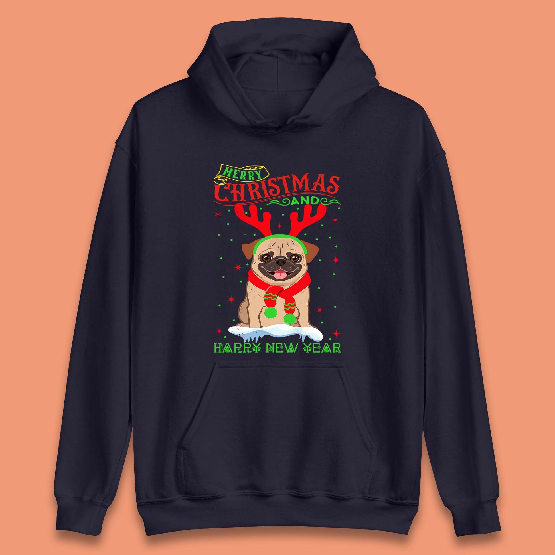 christmas pug dog hoodie