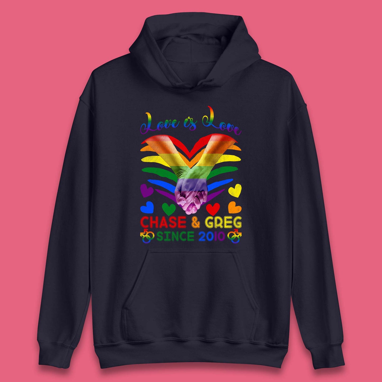 Personalised Lgbt Love Is Love Unisex Hoodie
