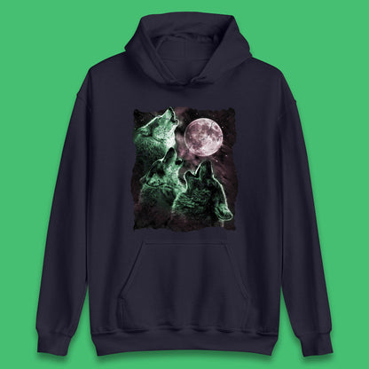 Three Wolf Howling At Moon Wild Free Wolves Three Wolf Dog Animal The Mountain Unisex Hoodie