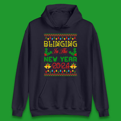 Blinging In The New Year 2024 Christmas Happy New Year Xmas Festive Celebration Unisex Hoodie