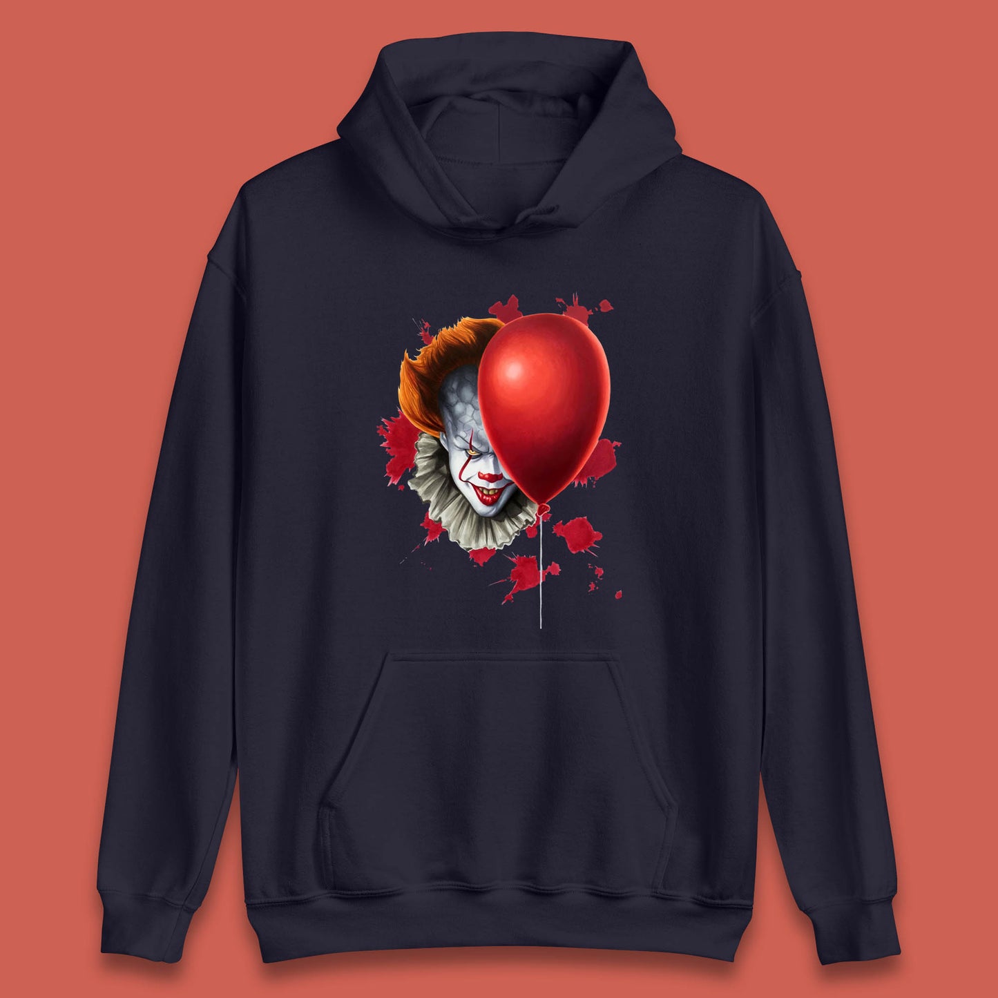 IT Pennywise Clown With Balloon Halloween Evil Clown Costume Horror Movie Serial Killer Unisex Hoodie