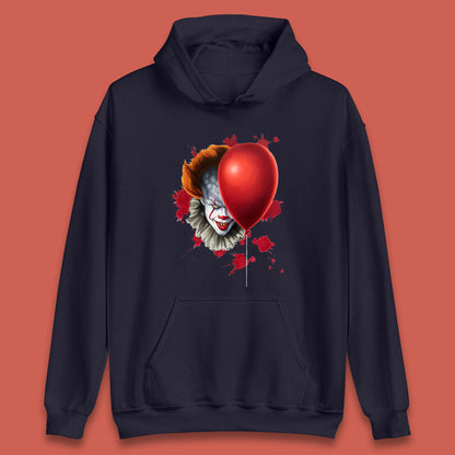 IT Pennywise Clown With Balloon Halloween Evil Clown Costume Horror Movie Serial Killer Unisex Hoodie