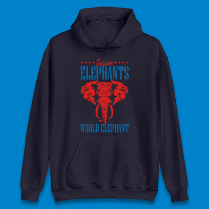 Save The Elephants World Elephant Day Zoo Animal Wildlife Unisex Hoodie