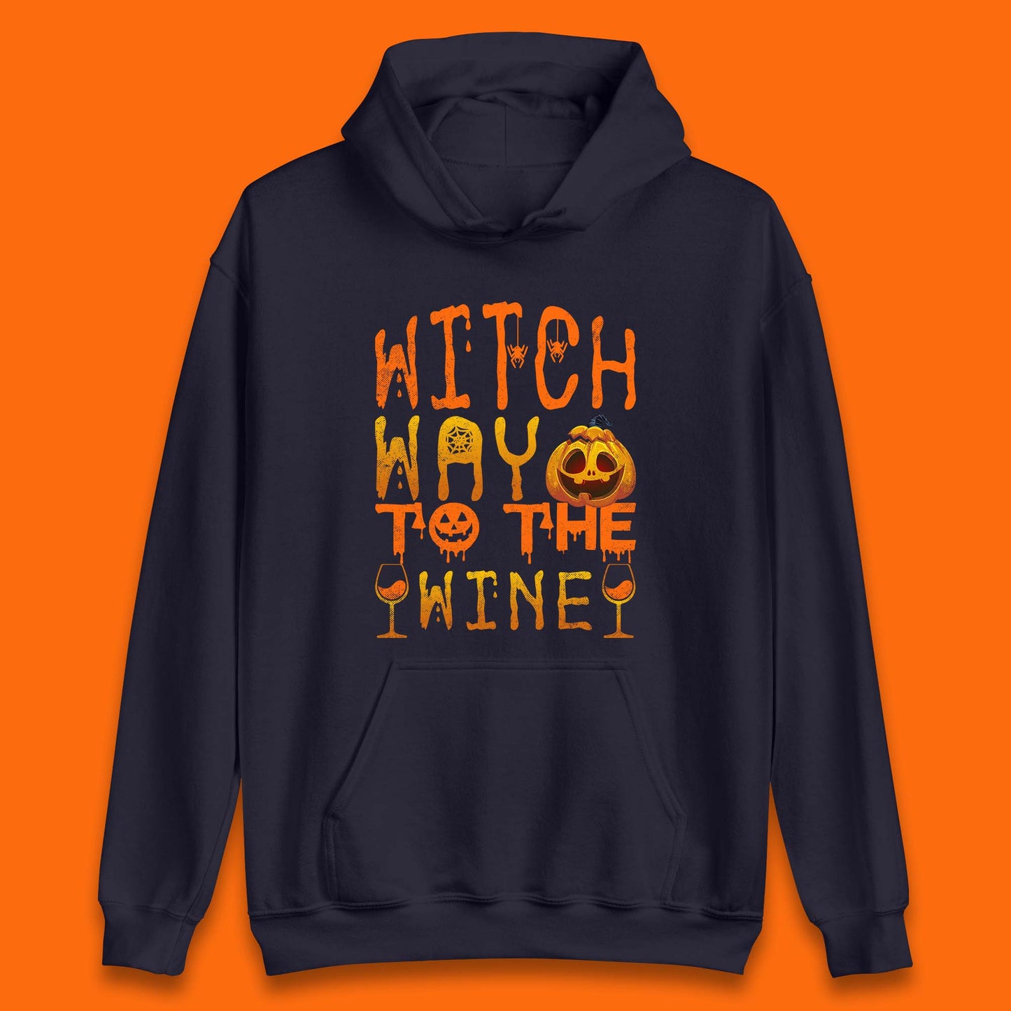 Witch Way To The Wine Funny Halloween Wine Drinking Lover Unisex Hoodie