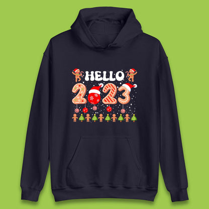 Hello 2023 Merry Christmas Gingerbread Xmas Cookies Unisex Hoodie