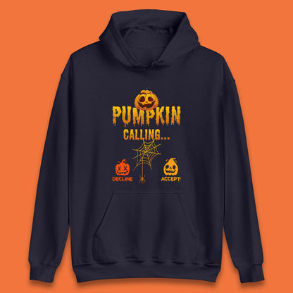 Halloween Pumpkin Calling Accept Decline Funny Jack O Lantern Horror Scary Phone Call Unisex Hoodie