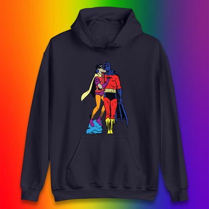 Batman X Robin Superhero Kiss Gay Pride LGBT Gay Bat Superheros Film DC Comics Unisex Hoodie