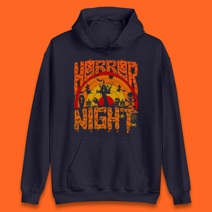 Halloween Horror Night Vintage Rainbow Flying witches Scary Boo Spooky Festive Night Unisex Hoodie
