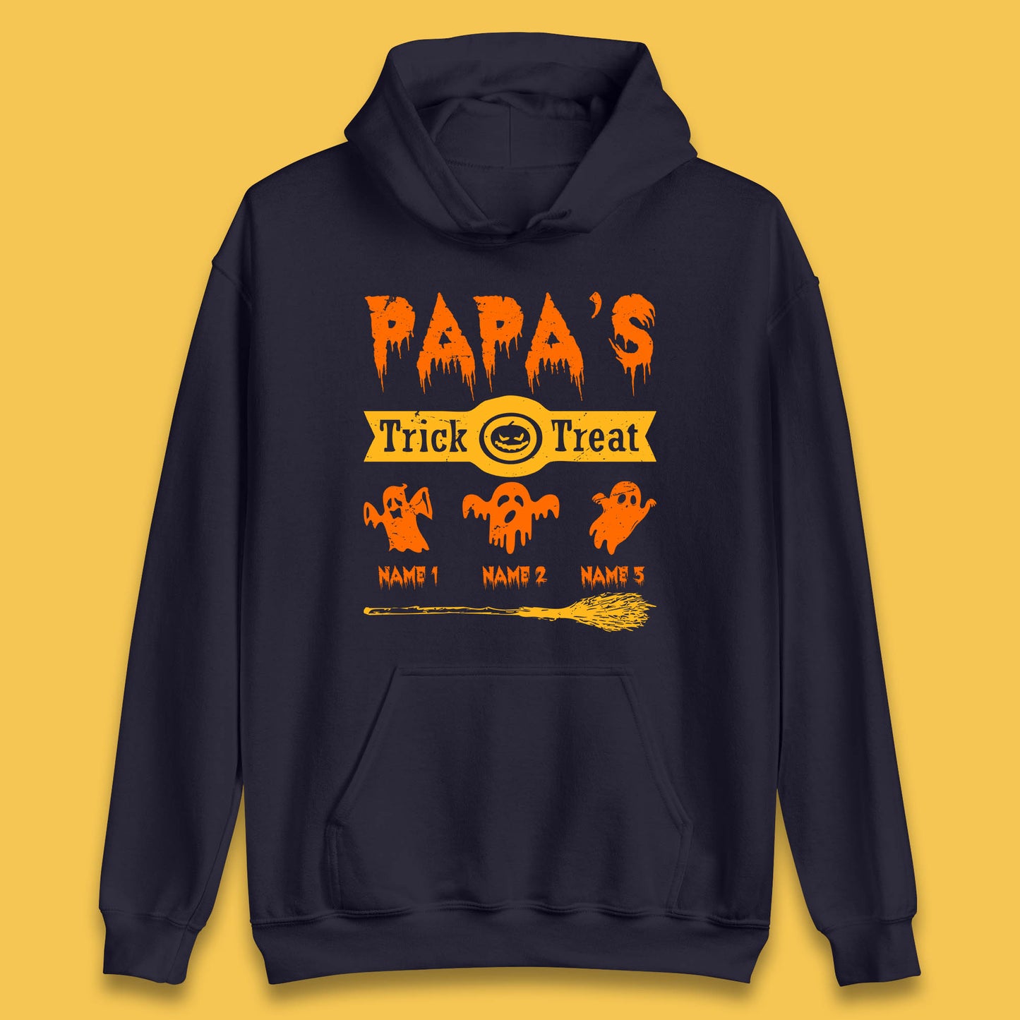 Personalised Papa's Trick Or Treat Halloween Custom Your Boo Ghost Children Names Scary Spooky Costume Unisex Hoodie