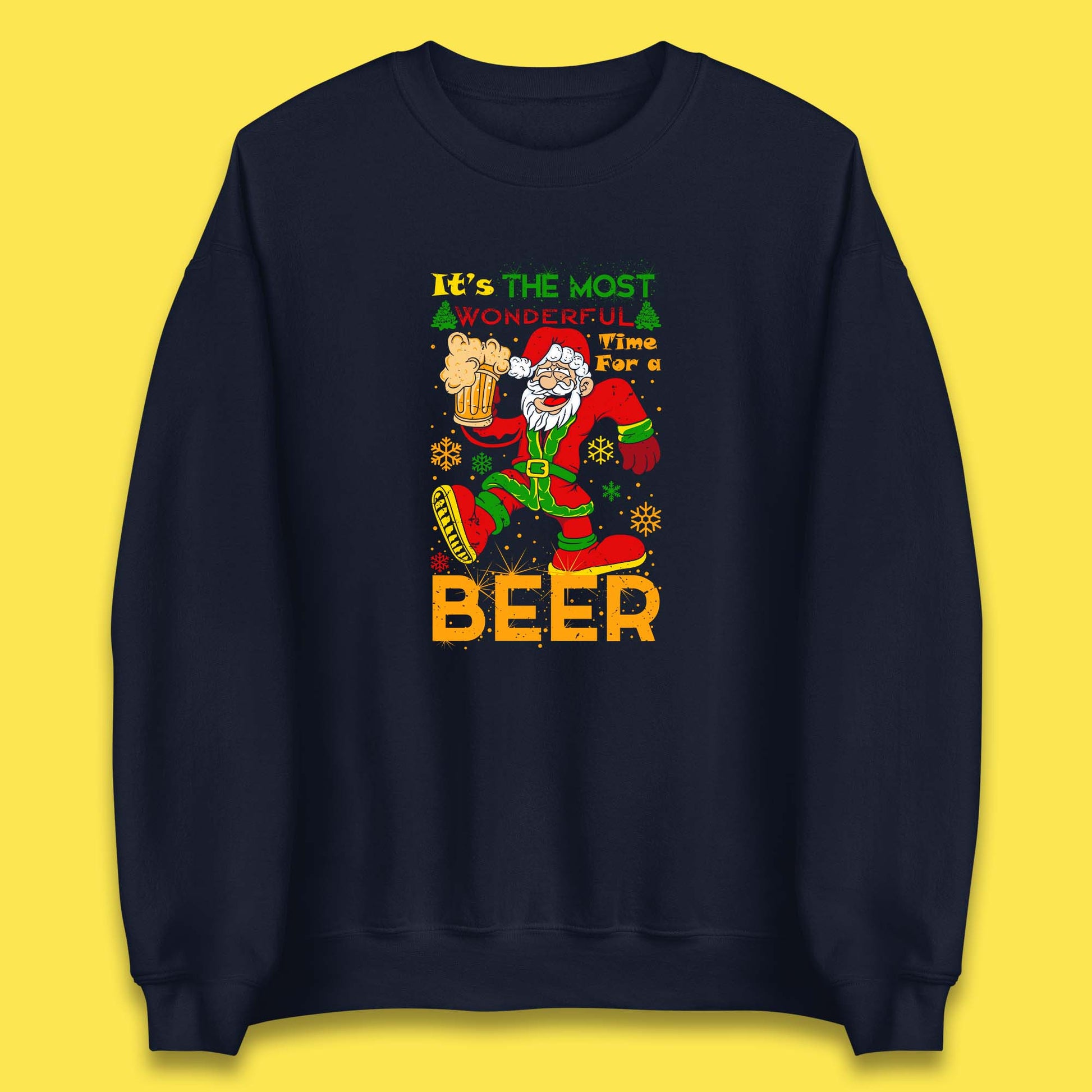 santa drink beer sweatshirt