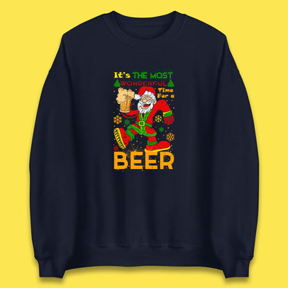 santa drink beer sweatshirt