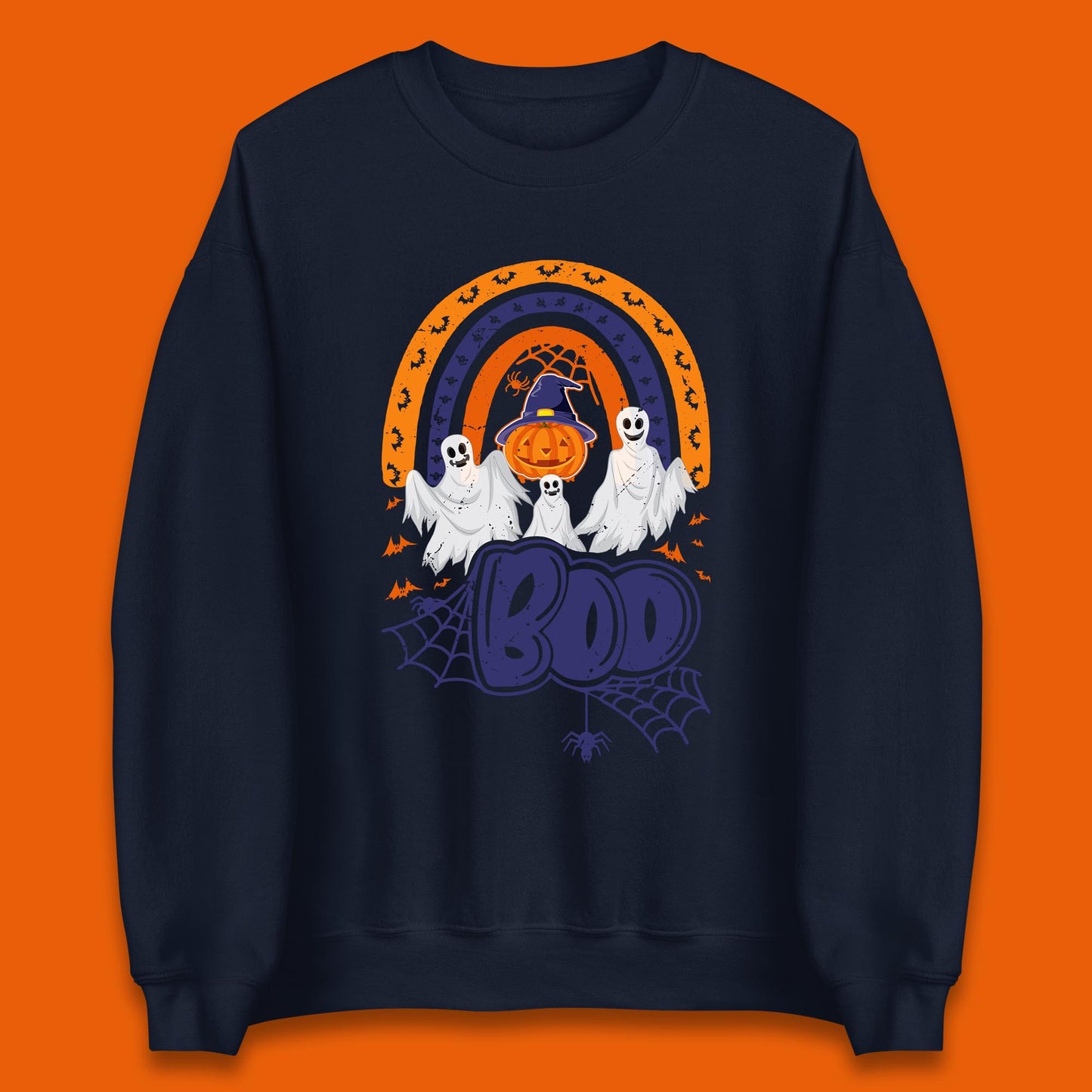 Halloween Boo Ghosts With Witch Pumpkin Scary Spooky Season Unisex Sweatshirt
