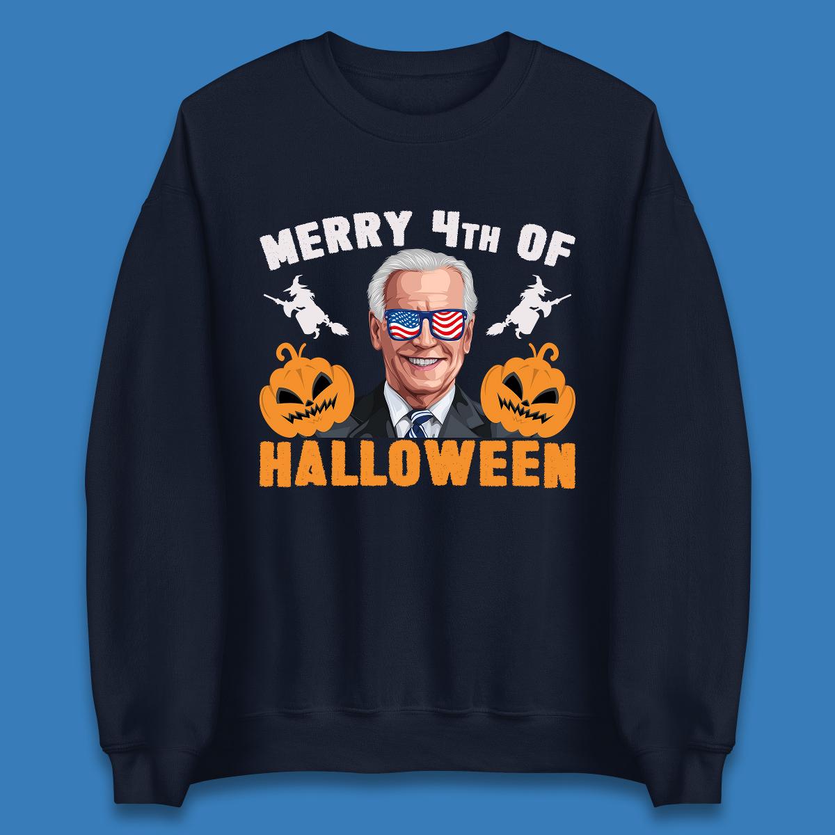 Merry 4th Of Halloween Funny Confused Joe Biden 4th Of July Unisex Sweatshirt