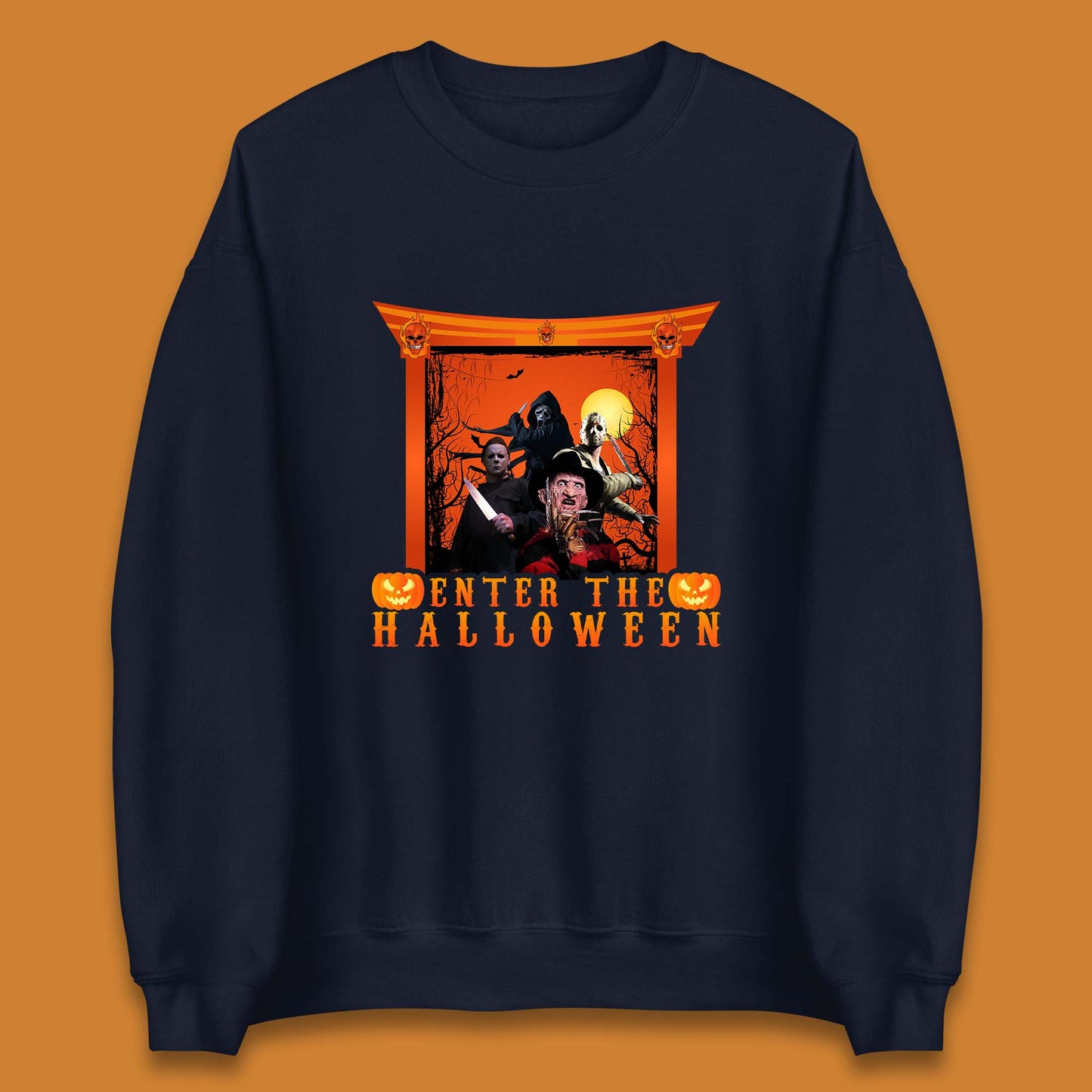 Enter The Halloween Horror Movie Characters Friends Halloween Villians Serial Killers Unisex Sweatshirt
