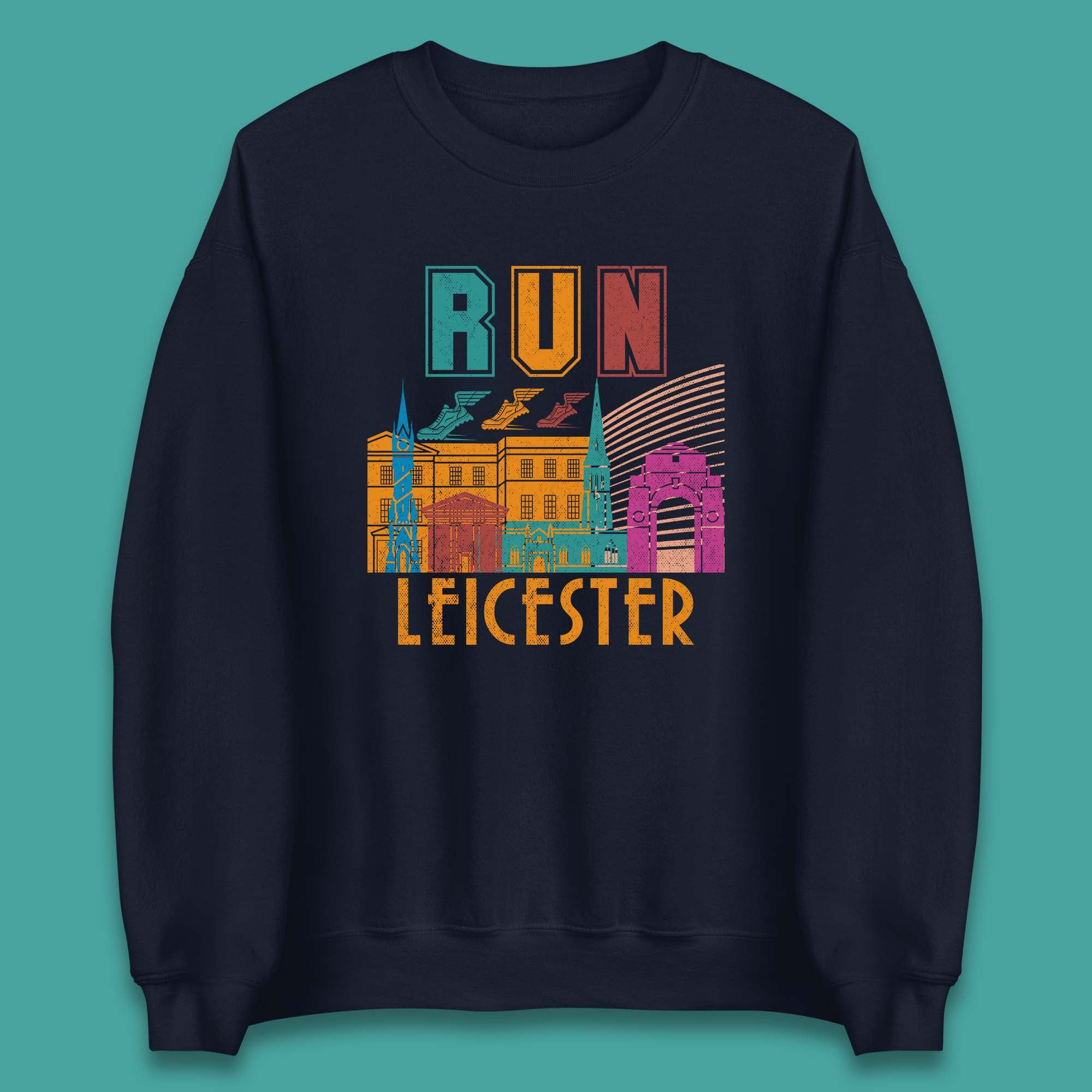 Run Leicester Festival Leicester Skyline Souvenir Race Leicester Running Unisex Sweatshirt