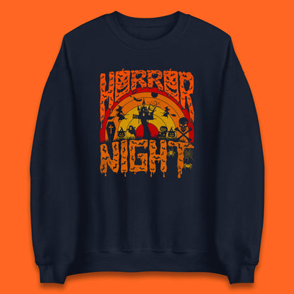 Halloween Horror Night Vintage Rainbow Flying witches Scary Boo Spooky Festive Night Unisex Sweatshirt