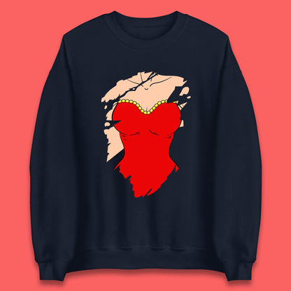 Beautiful Sexy Glamour Blonde Girl Stylish Trendy Dressing In Red Mini Dress Unisex Sweatshirt