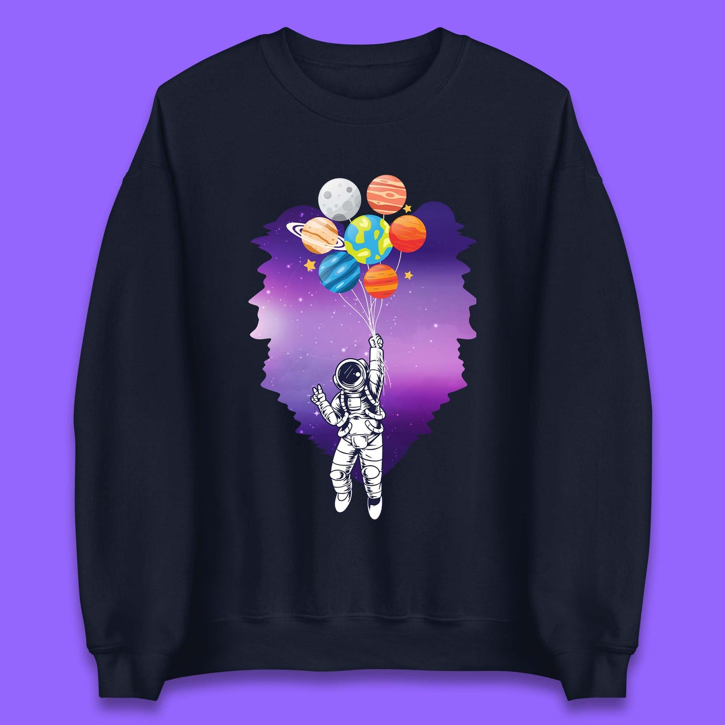 Astronaut Space Planets Balloons Unisex Sweatshirt