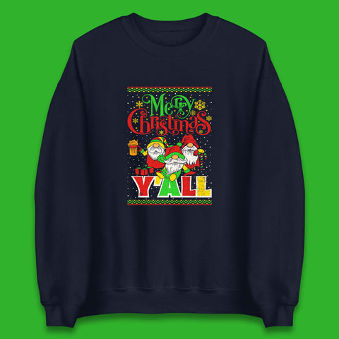 Merry Christmas Y'all With Gnomes Winter Festive Holiday Season Xmas Gnomies Unisex Sweatshirt