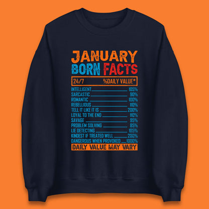 January Born Facts Unisex Sweatshirt