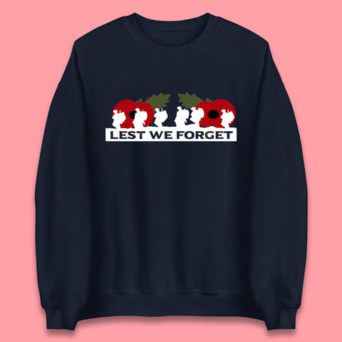 Lest We Forget Remembrance Day Armed Force Day Poppy Flower Soldiers Unisex Sweatshirt