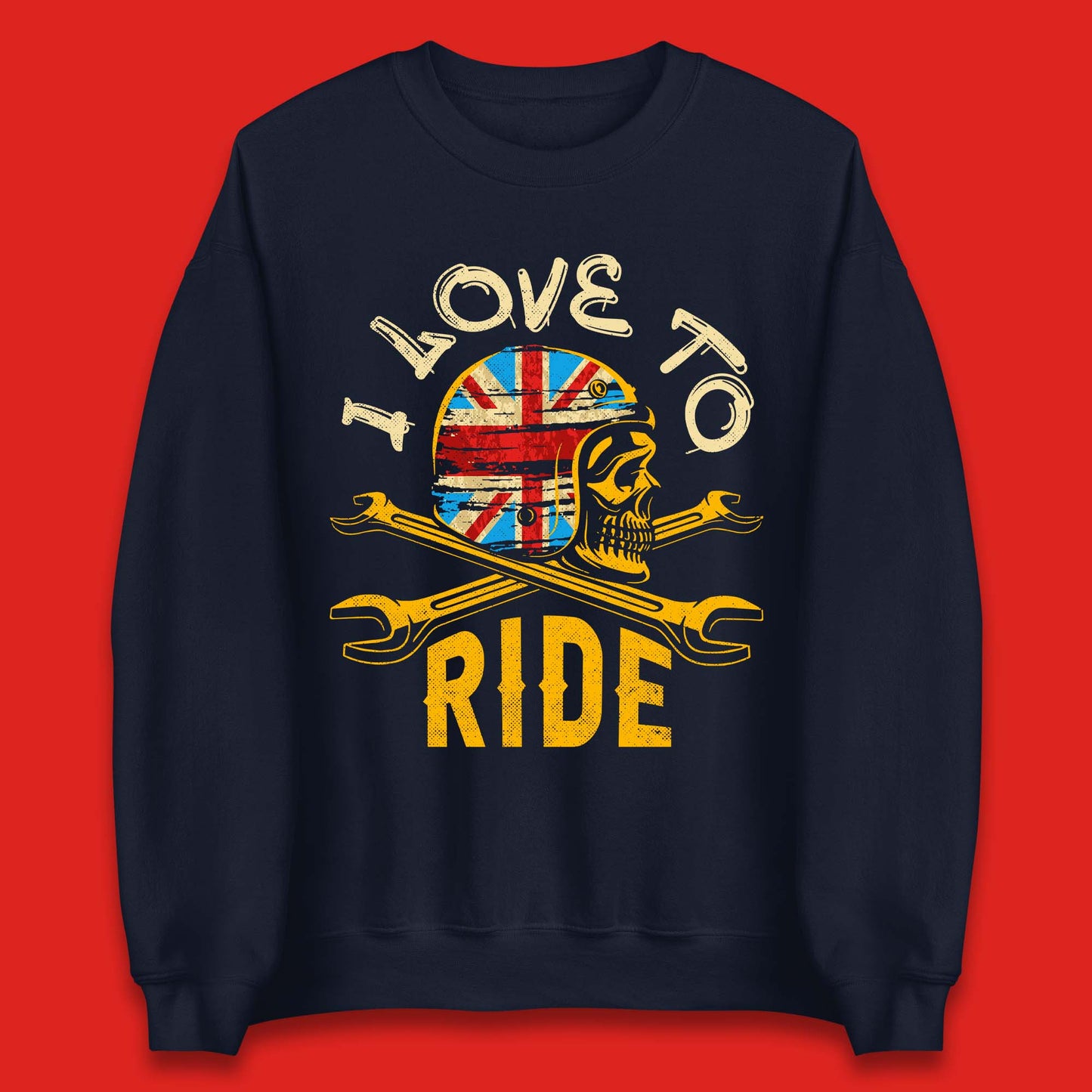 Biker Skull Helmet Motorcyclist Unisex Sweatshirt