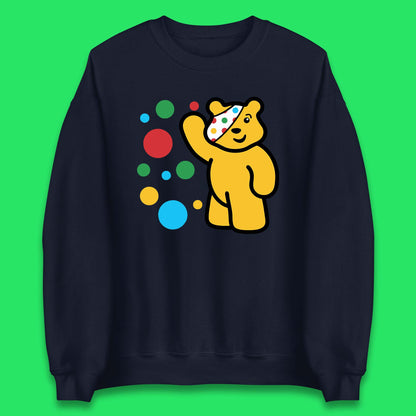 Spotty Pudsey Bear Hand Waving Dotty Spot Fundraising Children In Need Spotty Bear Spotty Day Unisex Sweatshirt