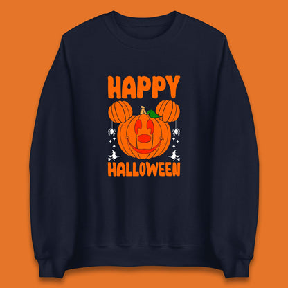 Happy Halloween Disney Mickey Mouse Jack-o-lantern Pumpkin Face Horror Scary Disney Trip Unisex Sweatshirt