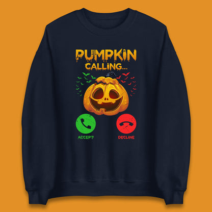 Halloween Pumpkin Calling Funny Phone Call Horror Scary Jack O Lantern Unisex Sweatshirt