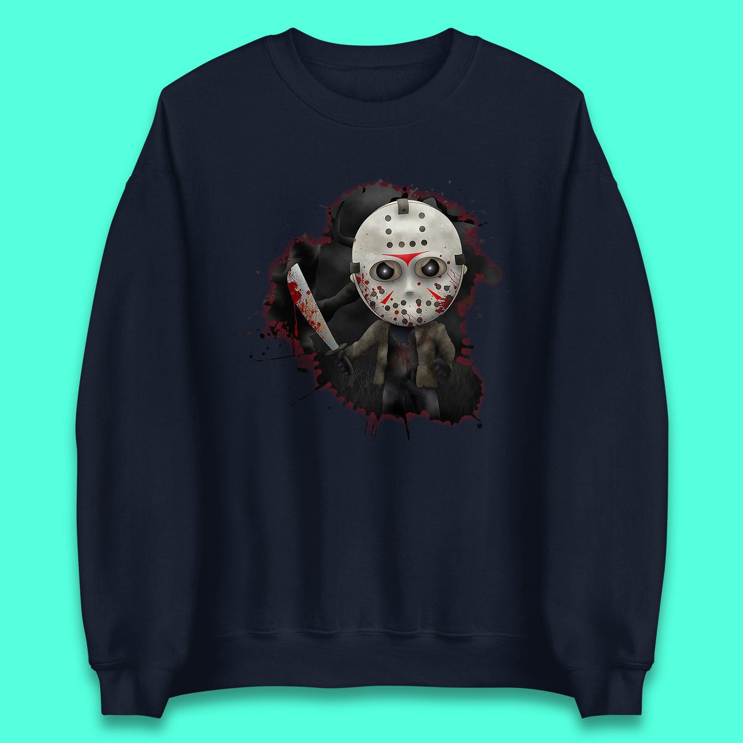 Chibi Jason Voorhees Holding Bloody Knife Halloween Friday The 13th Horror Movie Character Unisex Sweatshirt