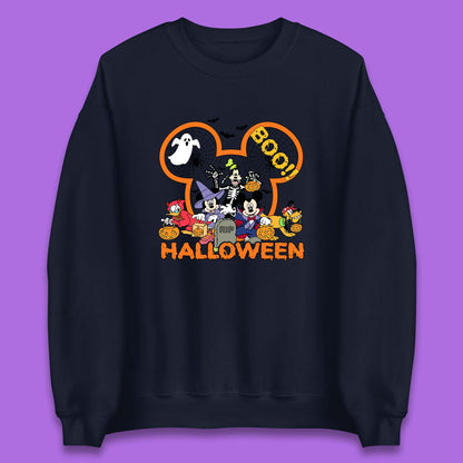 Disney Halloween Mickey Mouse Minnie Mouse Boo Ghost Friends Donald Duck Pluto Goofy Cartoon Disneyland Trip Unisex Sweatshirt