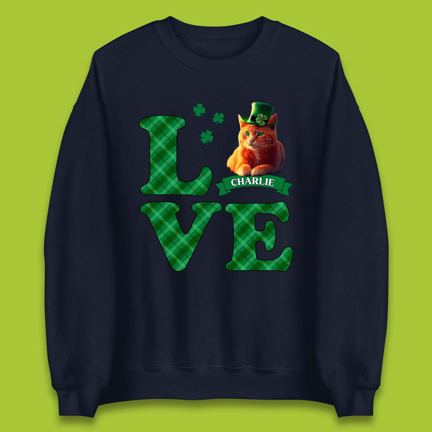 Personalised Love St. Patrick's Cat Unisex Sweatshirt