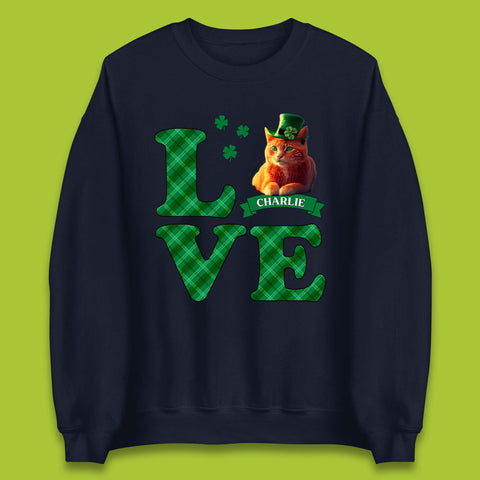 Personalised Love St. Patrick's Cat Unisex Sweatshirt