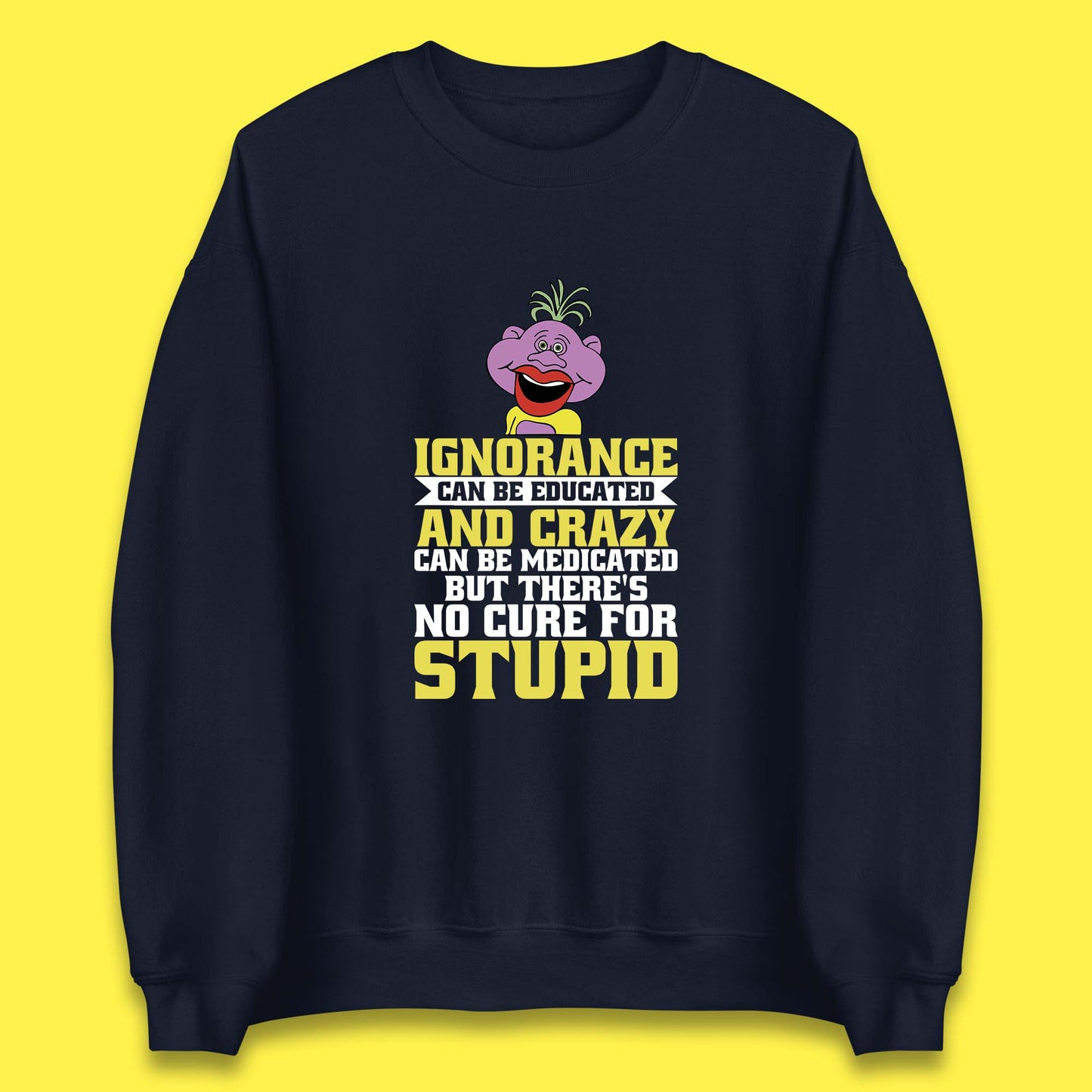 Ignorance Can Be Educated And Crazy Can Be Medicated But There's No Cure For Stupid Anonymous Quote Unisex Sweatshirt