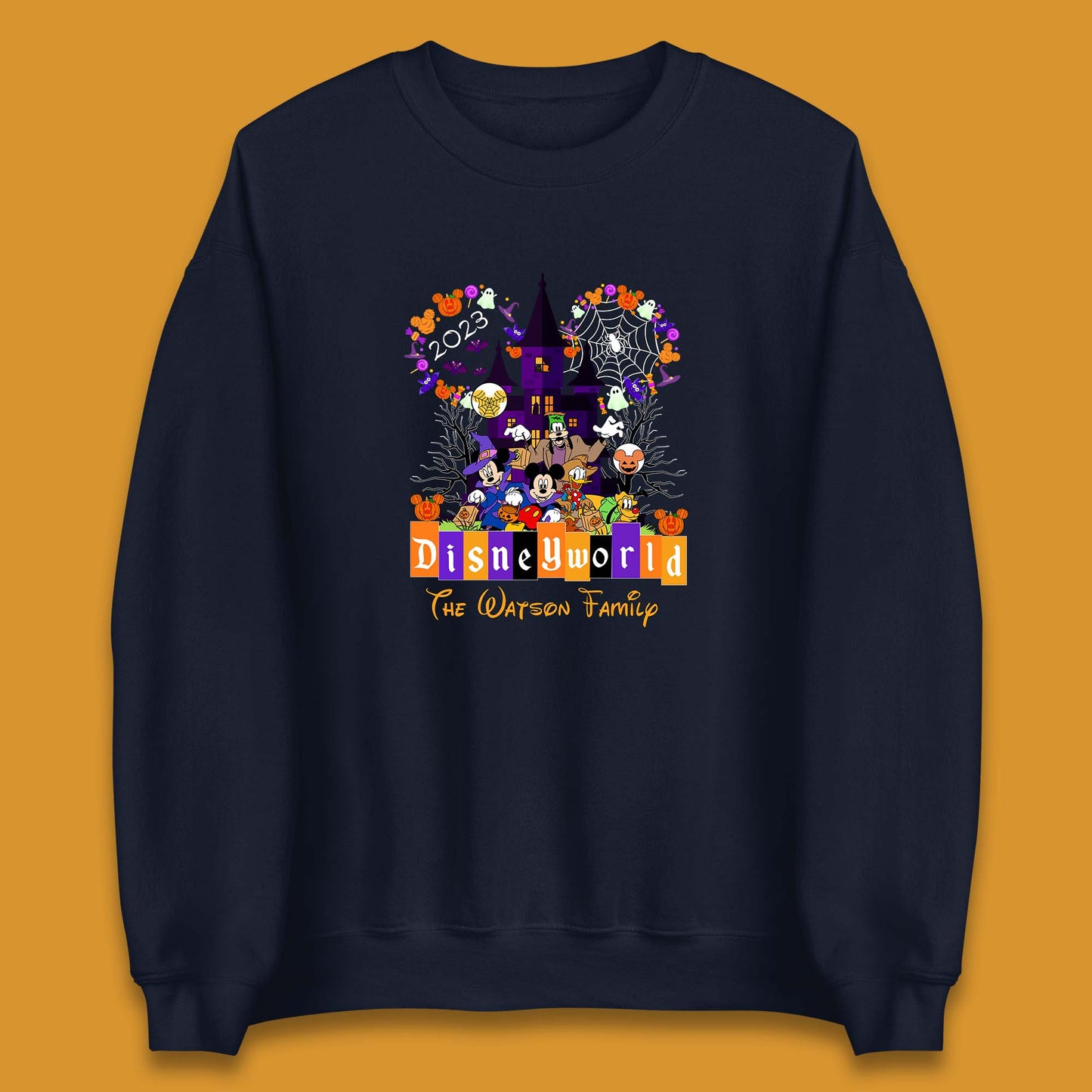 Personalised Disneyworld Halloween Family Disneyland Castle Mickey And Friends Disney Trip Unisex Sweatshirt
