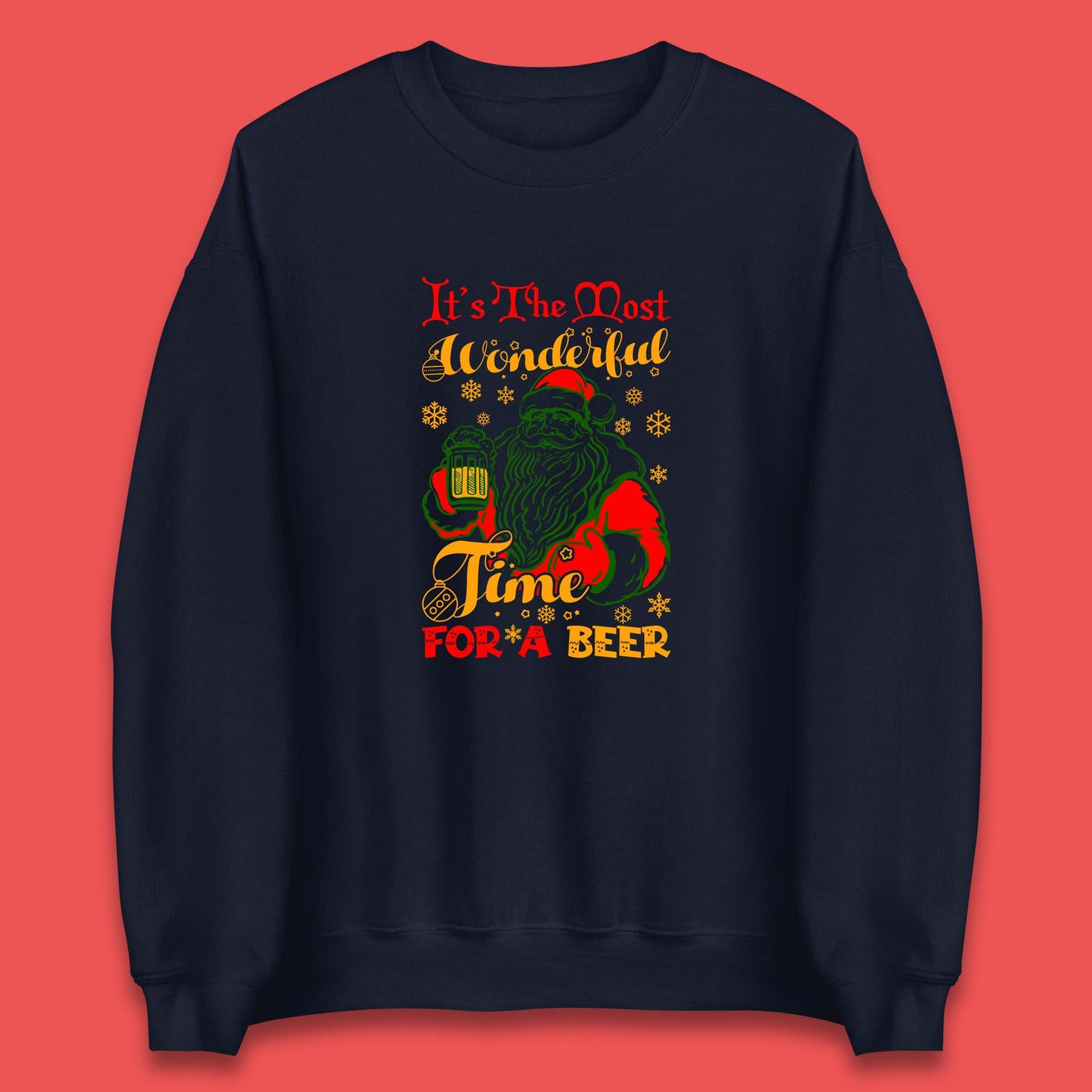 santa drinking beer sweatshirt