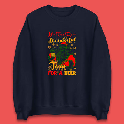 santa drinking beer sweatshirt