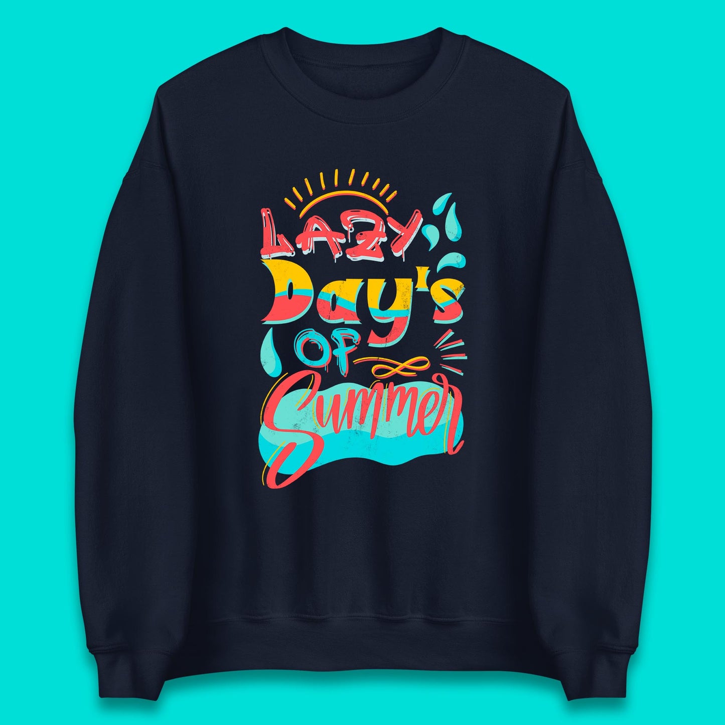 Lazy Days Of Summer Vintage Retro Sunset Surfer Beach Holiday Trip Unisex Sweatshirt