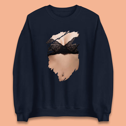 Beautiful Sexy Glamour Blonde Girl Stylish Trendy Summer Fashion Sexy Bra Unisex Sweatshirt