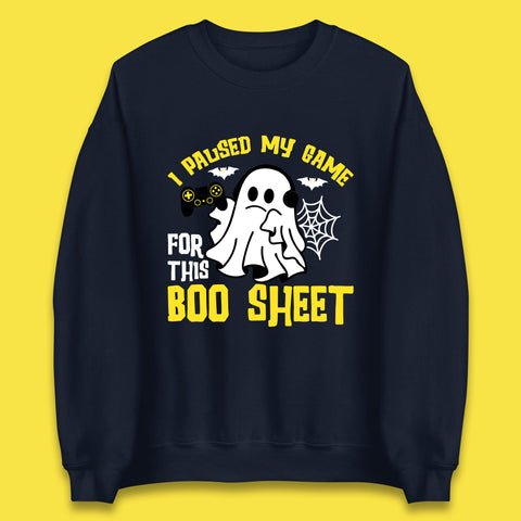 I Paused My Game For This Boo Sheet Ghost With Controller Halloween Gamer Unisex Sweatshirt